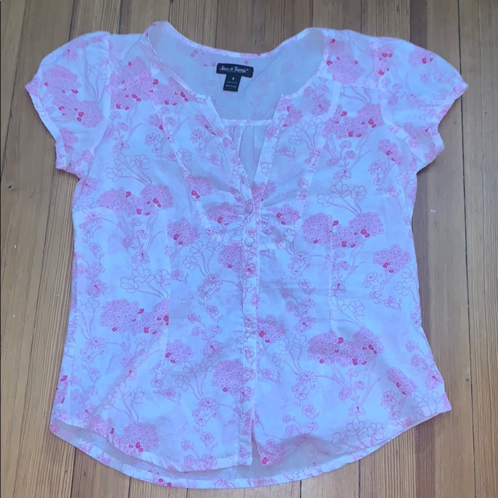 Pink and white blouse